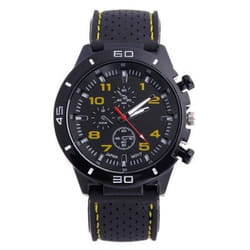 Men&apos;s Fashion Silicone Strap Sports Quartz Watch - yellow
