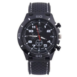 Men&apos;s Fashion Silicone Strap Sports Quartz Watch - white