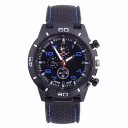 Men's Fashion Silicone Strap Sports Quartz Watch - blue