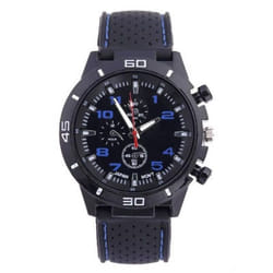 Men&apos;s Fashion Silicone Strap Sports Quartz Watch - blue