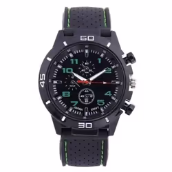 Men&apos;s Fashion Silicone Strap Sports Quartz Watch - green
