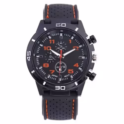 Men&apos;s Fashion Silicone Strap Sports Quartz Watch - red