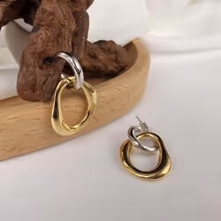 Women's Fashion Trendy Metal Double Ring Earrings