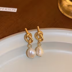 Elegant Gold Color Simulation Pearl Earrings Fashion Jewelry Party Women&apos;s Sweet Dangle Earrings Gift