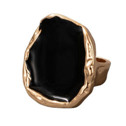 Fashion Women Ring Enamel Rings Punk Classic Black Enamel Ring Vintage Irregular Ring Jewelry Gift - Gold
