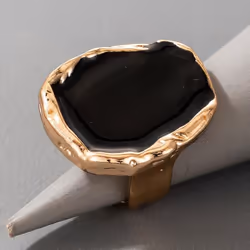 Fashion Women Ring Enamel Rings Punk Classic Black Enamel Ring Vintage Irregular Ring Jewelry Gift - Gold