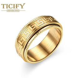 Titanium Steel Ring Male Decompression Resistance Rotation Rotation Ring Fashion Couple Ring Jewelry - gold, 11