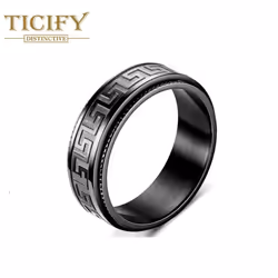 Titanium Steel Ring Male Decompression Resistance Rotation Rotation Ring Fashion Couple Ring Jewelry - black, 12