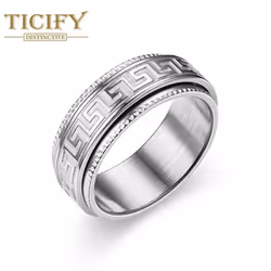 Titanium Steel Ring Male Decompression Resistance Rotation Rotation Ring Fashion Couple Ring Jewelry - silver, 13