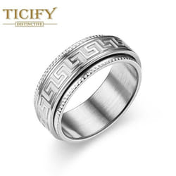 Titanium Steel Ring Male Decompression Resistance Rotation Rotation Ring Fashion Couple Ring Jewelry - silver, 13