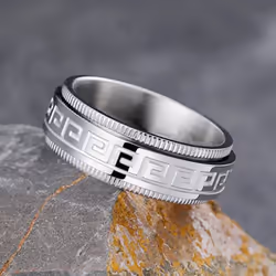 Titanium Steel Ring Male Decompression Resistance Rotation Rotation Ring Fashion Couple Ring Jewelry - silver, 13