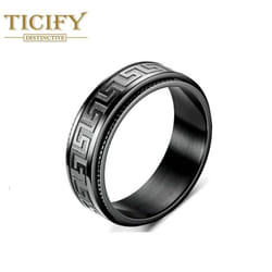Titanium Steel Ring Male Decompression Resistance Rotation Rotation Ring Fashion Couple Ring Jewelry - black, 13