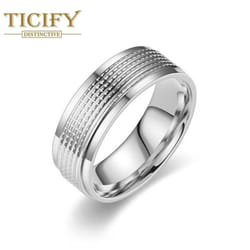 New Product Titanium Steel Men&apos;s Ring Fashion Temperament Business Style Couple Ring Gandal Jewelry - silver, 9