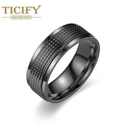 New Product Titanium Steel Men&apos;s Ring Fashion Temperament Business Style Couple Ring Gandal Jewelry - black, 13
