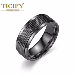 New Product Titanium Steel Men&apos;s Ring Fashion Temperament Business Style Couple Ring Gandal Jewelry - black, 7
