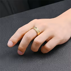 New Product Titanium Steel Men&apos;s Ring Fashion Temperament Business Style Couple Ring Gandal Jewelry - gold, 13