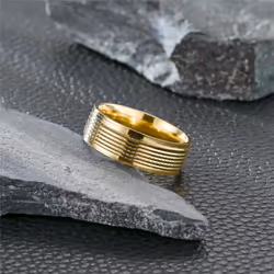 New Product Titanium Steel Men&apos;s Ring Fashion Temperament Business Style Couple Ring Gandal Jewelry - gold, 13