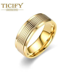 New Product Titanium Steel Men&apos;s Ring Fashion Temperament Business Style Couple Ring Gandal Jewelry - gold, 7