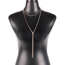 Yousheng Wedding Party Club Women&apos;s Sexy Necklace Choker Shiny Rhinestone Jewelry Gift - gold