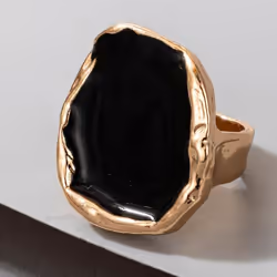 Fashion Women Ring Enamel Rings Punk Classic Black Enamel Ring Vintage Irregular Ring Jewelry Gift - Silver