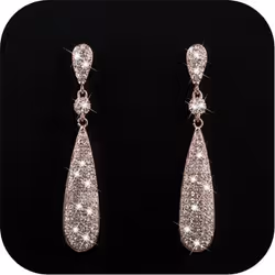 Fashion Elegant Diamond Eardrop Shiny Geometry Zircon Water Drop Earring Women Weeding Jewelry Gift - rose gold