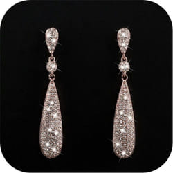 Fashion Elegant Diamond Eardrop Shiny Geometry Zircon Water Drop Earring Women Weeding Jewelry Gift - rose gold