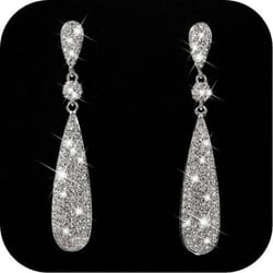 Fashion Elegant Diamond Eardrop Shiny Geometry Zircon Water Drop Earring Women Weeding Jewelry Gift - silver