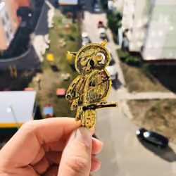 Vintage Owl Brooch Corsage Scarf Clip Antique Gold Plated Crystal Parrot Brooches - Yellow