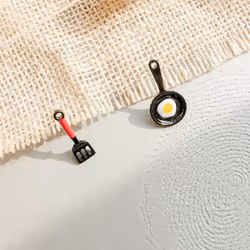 Funny Fried Egg Pan Shovel Women&apos;s Asymmetric Stud Earrings Ear Jewelry Gift