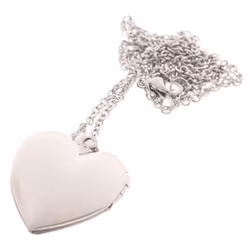 Love Heart Locket Pendants For Women Men Openable Po Frame Picture Necklace - silver