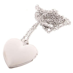 Love Heart Locket Pendants For Women Men Openable Po Frame Picture Necklace - silver
