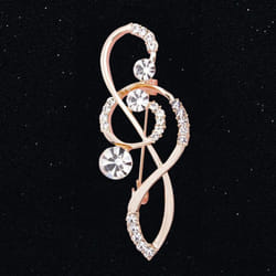 Women&apos;s Rhinestone Music Note Scarf Brooch Treble Clef Pin Jewelry