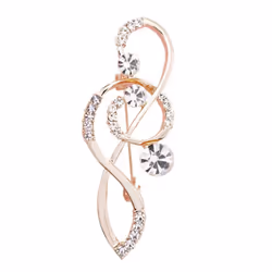 Women&apos;s Rhinestone Music Note Scarf Brooch Treble Clef Pin Jewelry