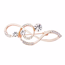 Women&apos;s Rhinestone Music Note Scarf Brooch Treble Clef Pin Jewelry