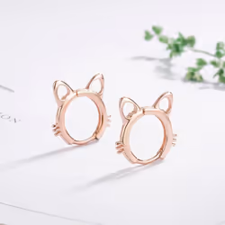 Anenjery Korean Simple Hollow Cat Earrings Temperament Animal Earrings Temperament Jewelry Gift Wholesale - rose gold