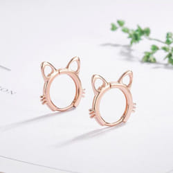 Anenjery Korean Simple Hollow Cat Earrings Temperament Animal Earrings Temperament Jewelry Gift Wholesale - rose gold