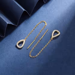 Exquisite Drop Ear Line Long Hanging Earrings For Women Cubic Zirconia Tear Drop Piercing Earing Accessories Jewelry - gold