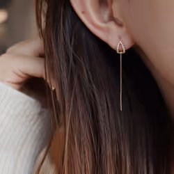Exquisite Drop Ear Line Long Hanging Earrings For Women Cubic Zirconia Tear Drop Piercing Earing Accessories Jewelry - gold