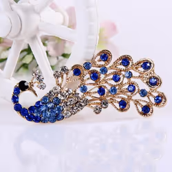 Fashion Women Shiny Full Rhinestone Hollow Peacock Brooch Pin Wedding Jewelry