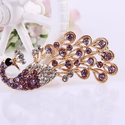Fashion Women Shiny Full Rhinestone Hollow Peacock Brooch Pin Wedding Jewelry