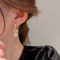 Cute Acrylic Candy Gummy Bear Dangle Earrings for Women Rainbow Bear CZ Hoop Earrings 2023 Fashion Sweet Girl Jewelry