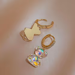 Cute Acrylic Candy Gummy Bear Dangle Earrings for Women Rainbow Bear CZ Hoop Earrings 2023 Fashion Sweet Girl Jewelry