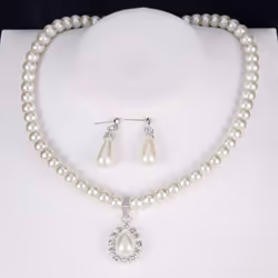 Royal Style Princess Imitation Pearl Teardrop Pendant Elegant Necklace Earrings