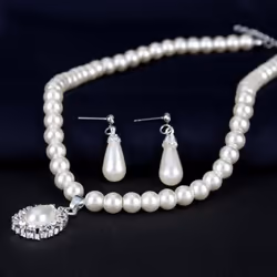 Royal Style Princess Imitation Pearl Teardrop Pendant Elegant Necklace Earrings