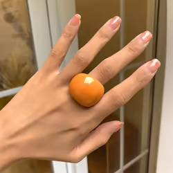 Fashion Candy Color Acrylic Ring Exaggerated Geometric Ring Hand Jewelry Women's Accessories - Orange