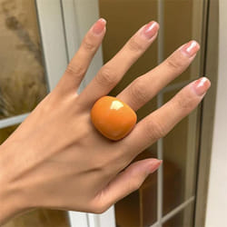 Fashion Candy Color Acrylic Ring Exaggerated Geometric Ring Hand Jewelry Women&apos;s Accessories - Orange