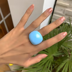 Fashion Candy Color Acrylic Ring Exaggerated Geometric Ring Hand Jewelry Women's Accessories - Blue