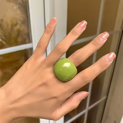 Fashion Candy Color Acrylic Ring Exaggerated Geometric Ring Hand Jewelry Women's Accessories - Green