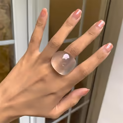 Fashion Candy Color Acrylic Ring Exaggerated Geometric Ring Hand Jewelry Women's Accessories - Clear