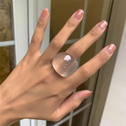Fashion Candy Color Acrylic Ring Exaggerated Geometric Ring Hand Jewelry Women&apos;s Accessories - Clear